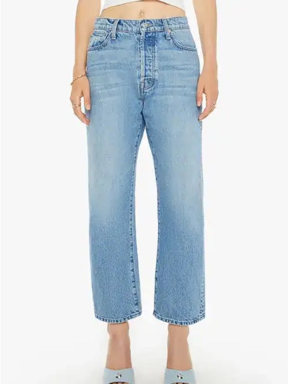 MOTHER The Ditcher Crop Straight Leg Jeans size 27 in Leap at The Chance Wash
